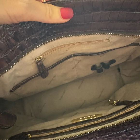 Brahmin Arianna Onyx Stanton Tote Leather Shoulder Bag brown croc embossed - Picture 6 of 15
